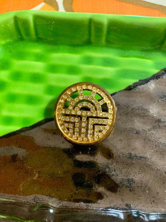 Broche Design Métal et Strass Vintage