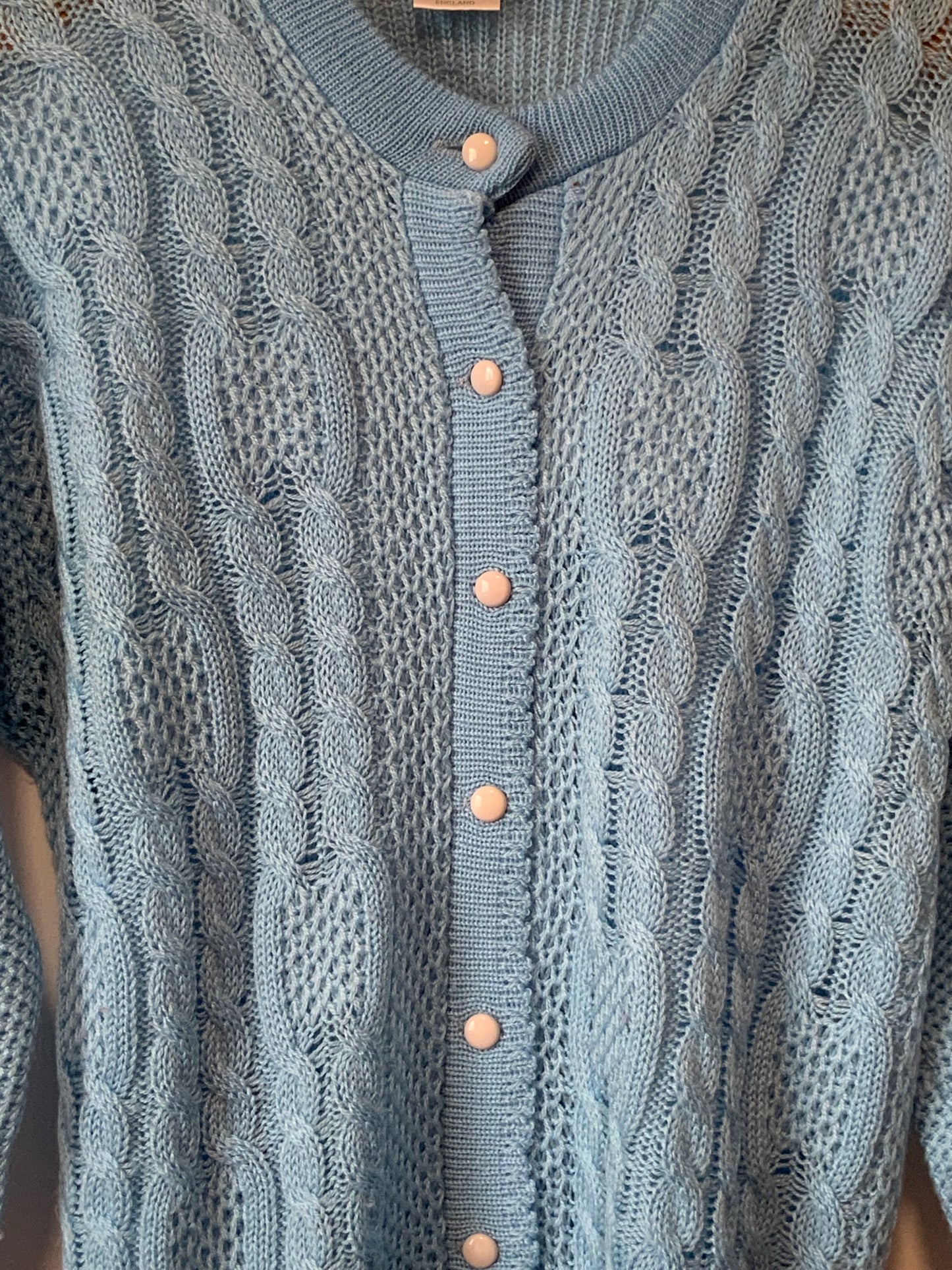 Gilet Anglais tricoté Laine torsades façon pull Irlandais Vintage Ravissant