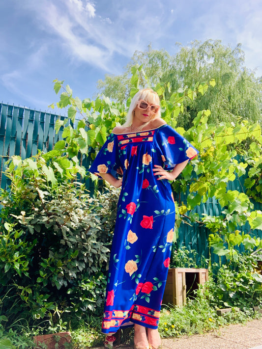 Robe à Fleurs manches papillons Vintage France Original