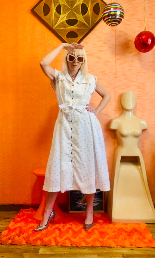 Robe boutonnée à fleurs Pépite 1980 Pure Forme Eighties