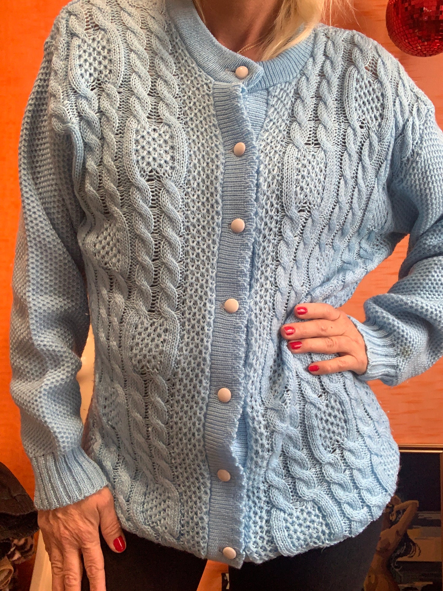 Gilet Anglais tricoté Laine torsades façon pull Irlandais Vintage Ravissant