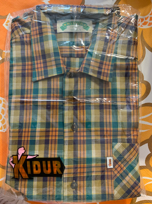 Chemise à carreaux Moutardes Vintage Coton Kidur Neuf