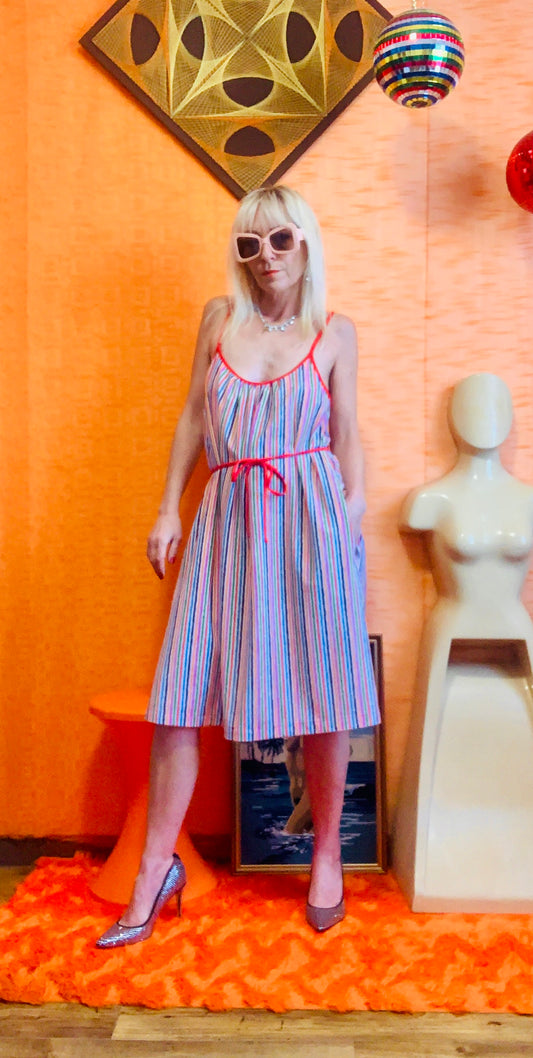 Robe à rayures arc en ciel Vintage 1980 Rasurel Sportwear