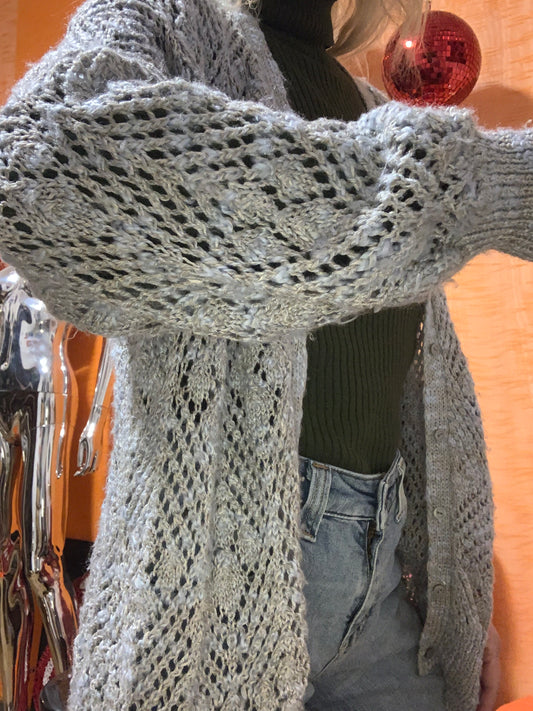 Gilet Vintage Tricot main Mailles au crochet