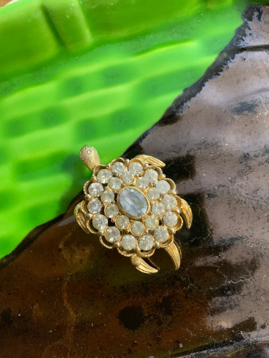 Broche ancienne Vintage Tortue avec pierres