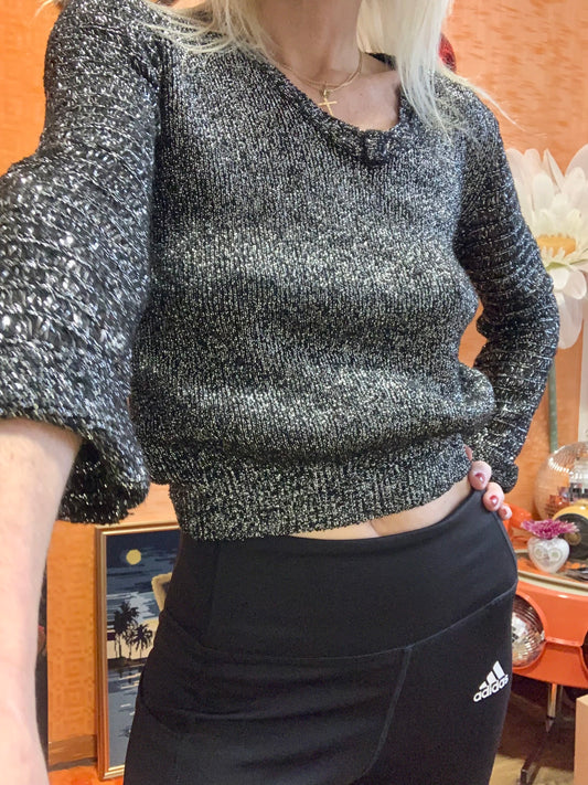 Top Tricot Lurex Vintage France 1980 Paillettes