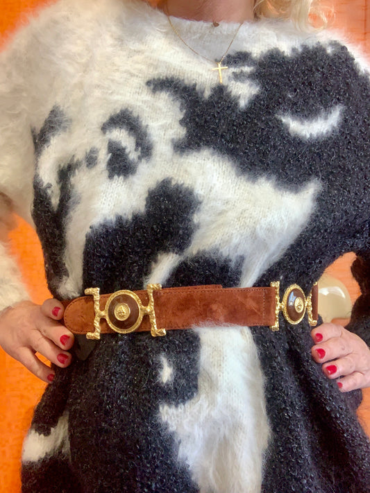 Ceinture DeadStock Daim Marron Vintage Chic L.Eiffel France