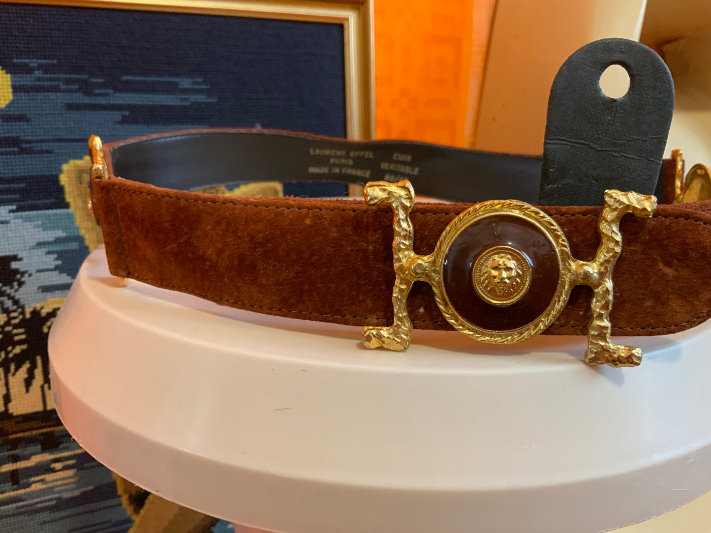 Ceinture DeadStock Daim Marron Vintage Chic L.Eiffel France