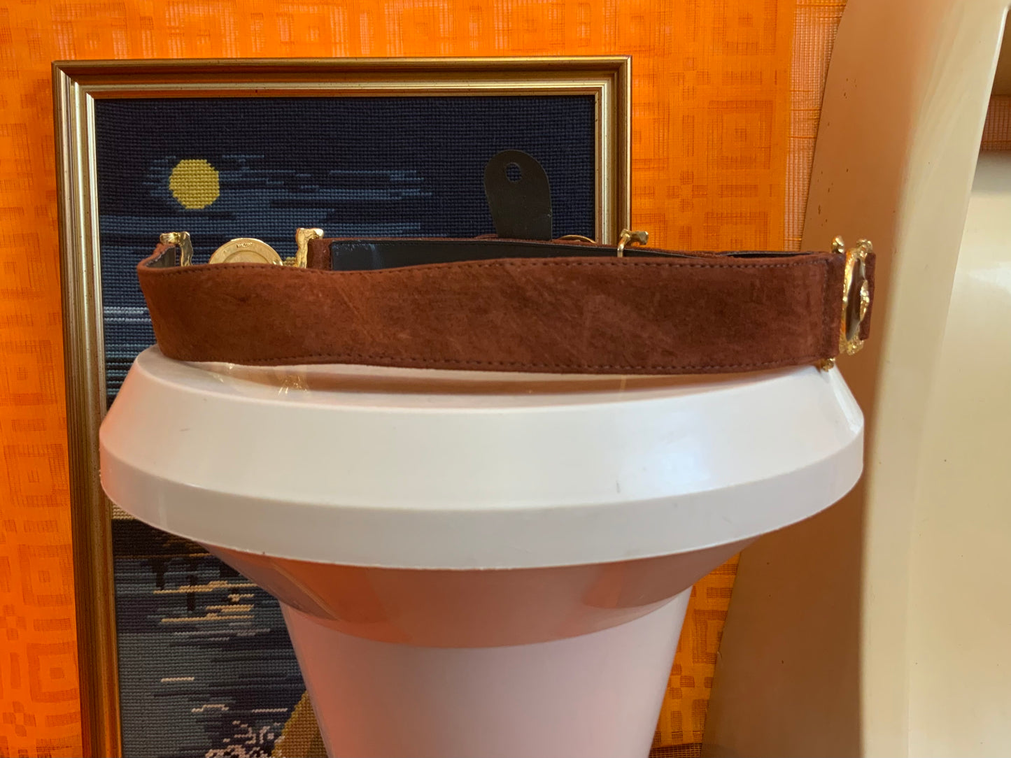 Ceinture DeadStock Daim Marron Vintage Chic L.Eiffel France