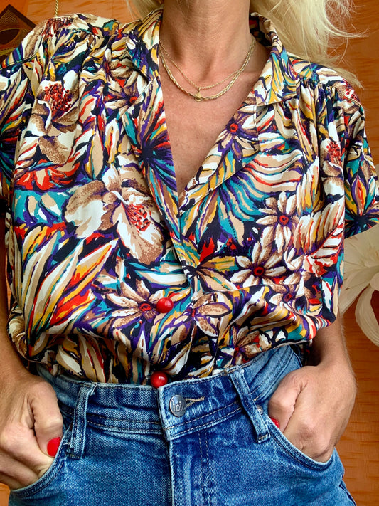 Chemisier Fait Main Création Vintage Fleurs
