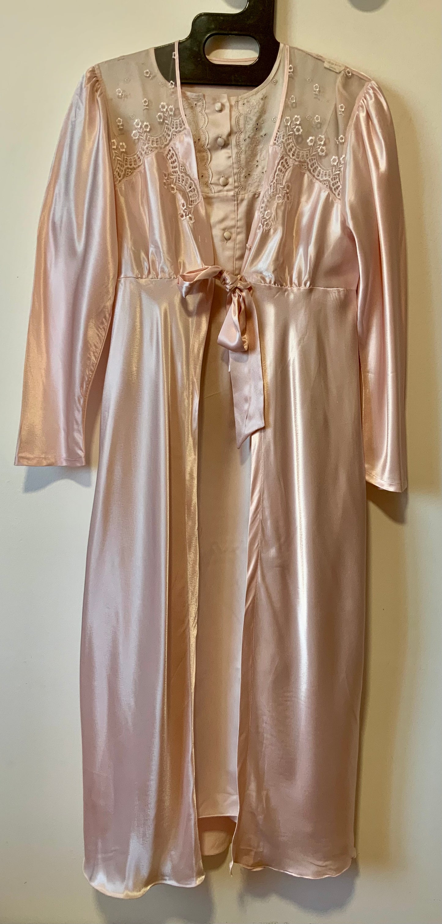 Ensemble de nuit Vintage satin rose pâle France
