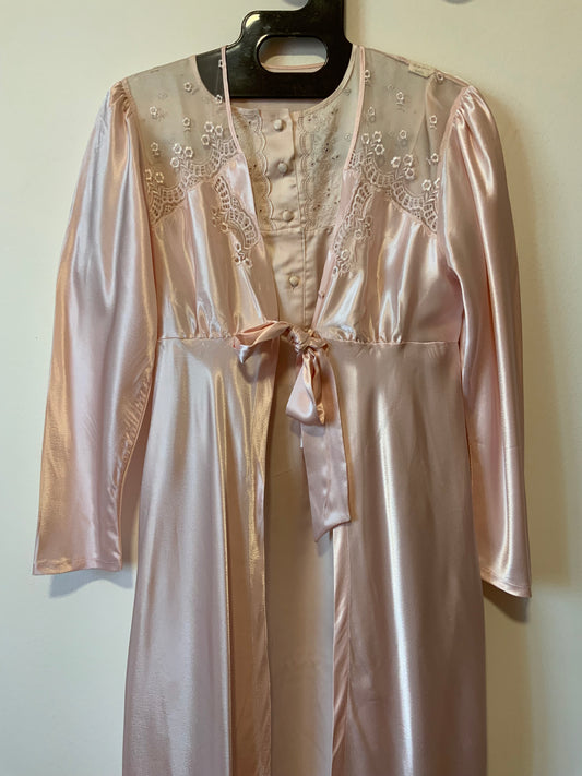 Ensemble de nuit Vintage satin rose pâle France