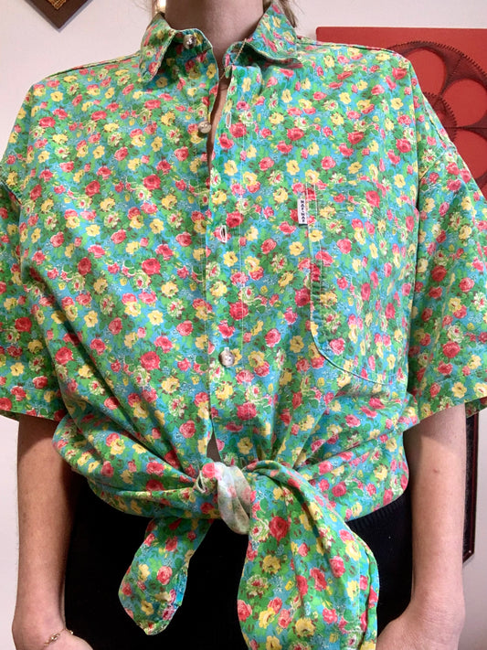 Chemise à Fleurs Naf Naf 1990 Pur Vintage France Paris
