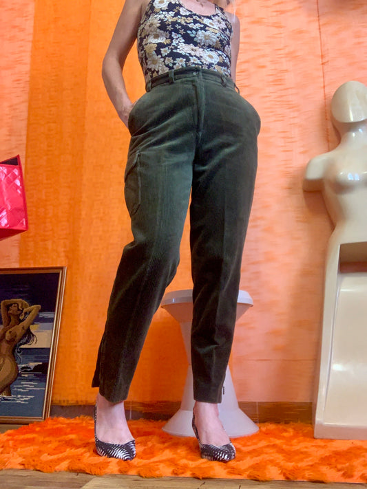 Pantalon droit velours côtelé kaki de la marque Elch