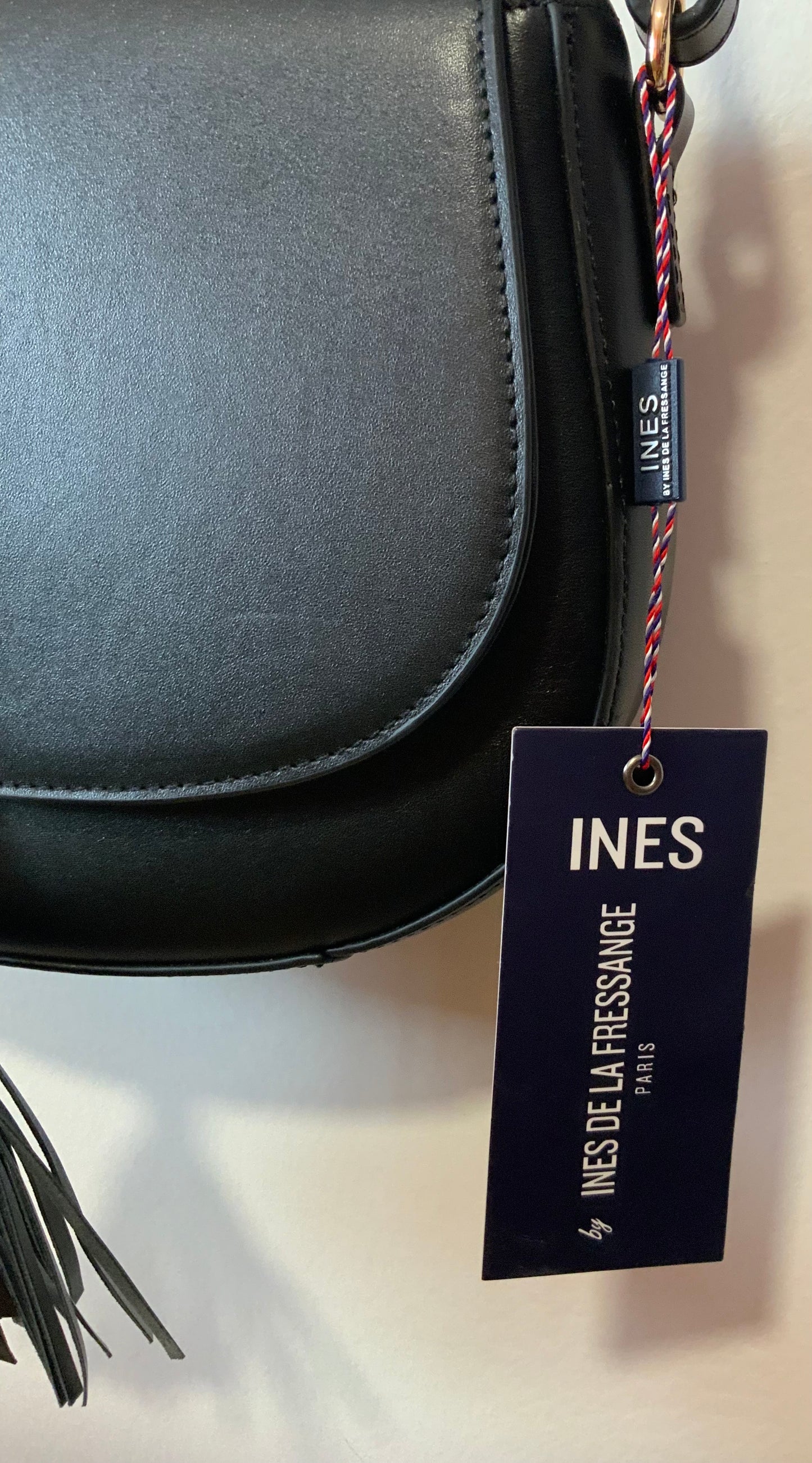 Sac Cuir Noir Neuf Besace Inès de la Fressange Paris France avec étiquette