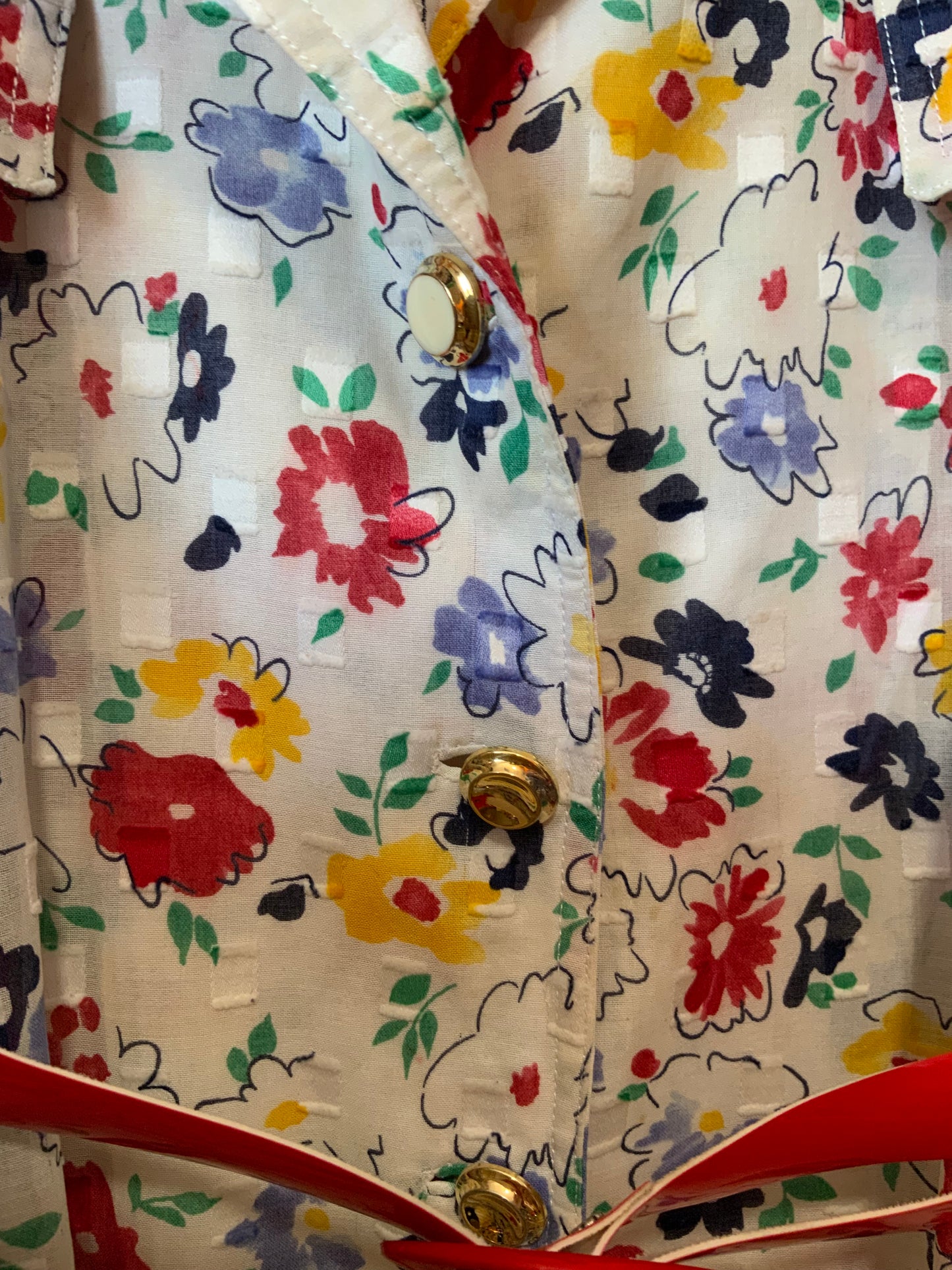 Robe Boutonnée Voile Fleurs colorées Chic Vintage 1990