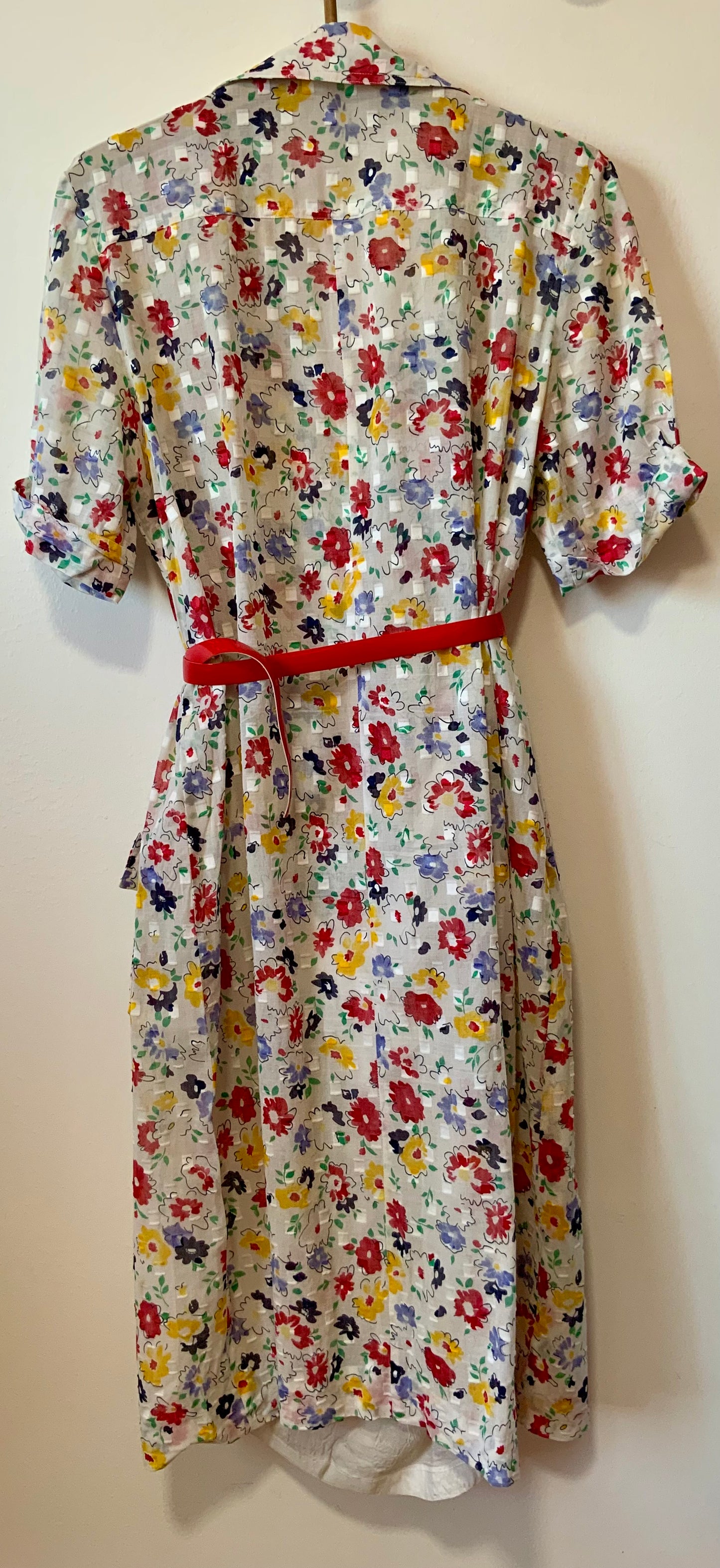 Robe Boutonnée Voile Fleurs colorées Chic Vintage 1990