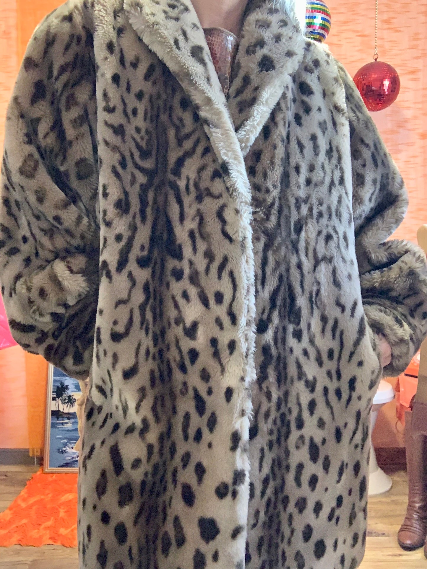 Superbe manteau fausse fourrure Léopard Vintage 1980
