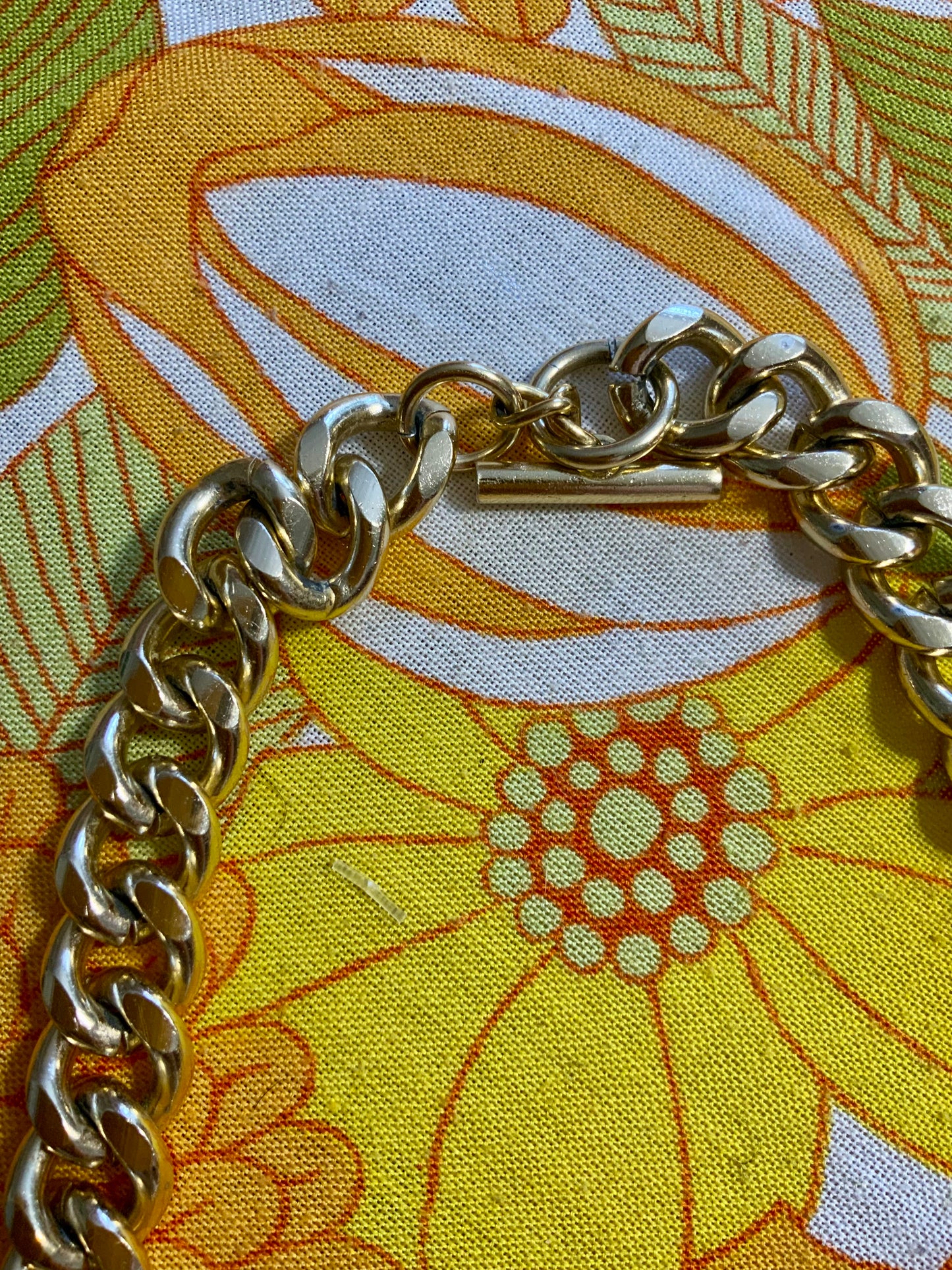 Collier métal chaînes gros maillons dorés Vintage 1990