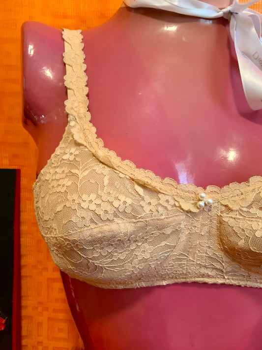 Soutien gorge Deadstock Vintage 1980 Boléro Dentelle Fleurs