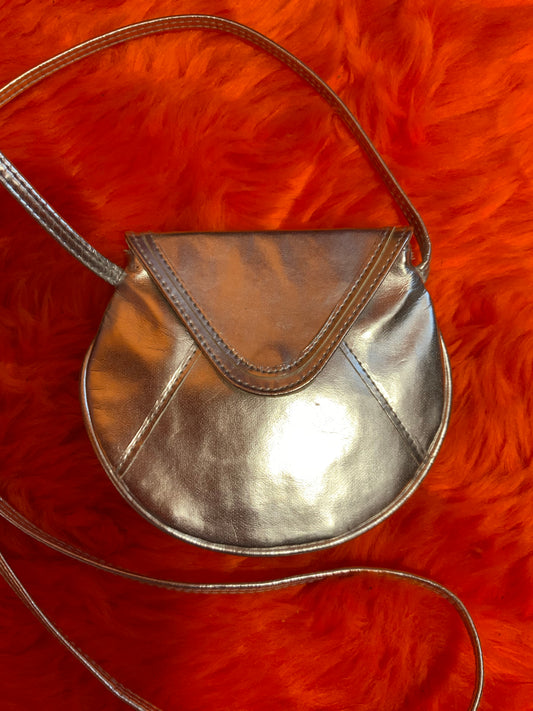 Petit sac à main vinyle argent Vintage 1980