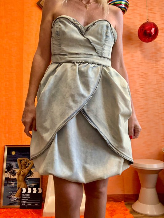 Robe Bustier Guess Jean Denim Vintage 2000