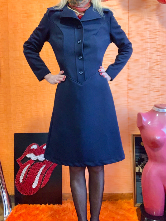 Robe Vintage 1970/80 Élégance col pelle à tartes
