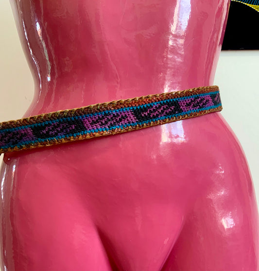 Ceinture Cuir et broderies sur cuir Guatemala Vintage Authentique