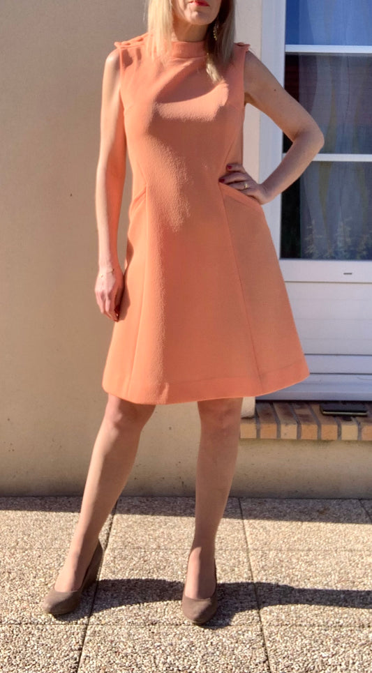 Robe orange abricot Vintage Deadstock Jersey 1970 France
