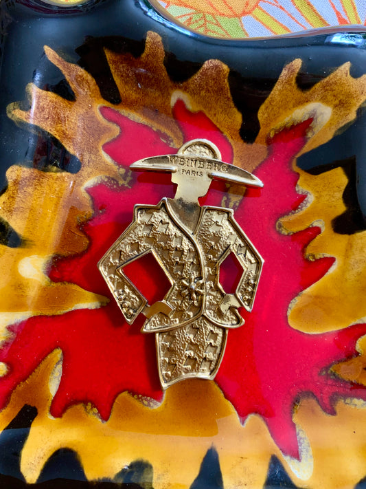 Grande broche Vintage Femme Weinberg Paris 7 centimètres