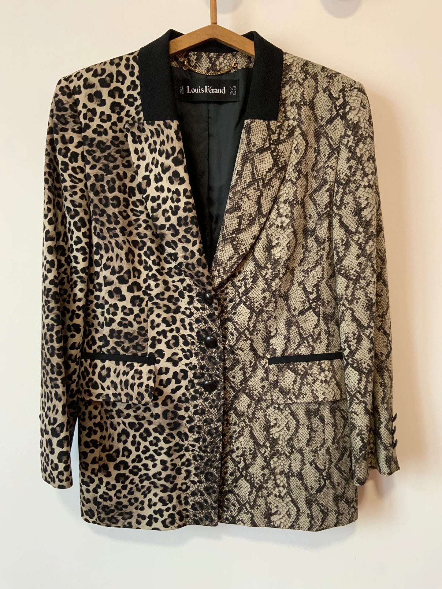 Incroyable Veste droite Louis Feraud Leopard Python Vintage Original