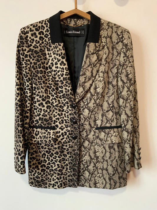 Incroyable Veste droite Louis Feraud Leopard Python Vintage Original