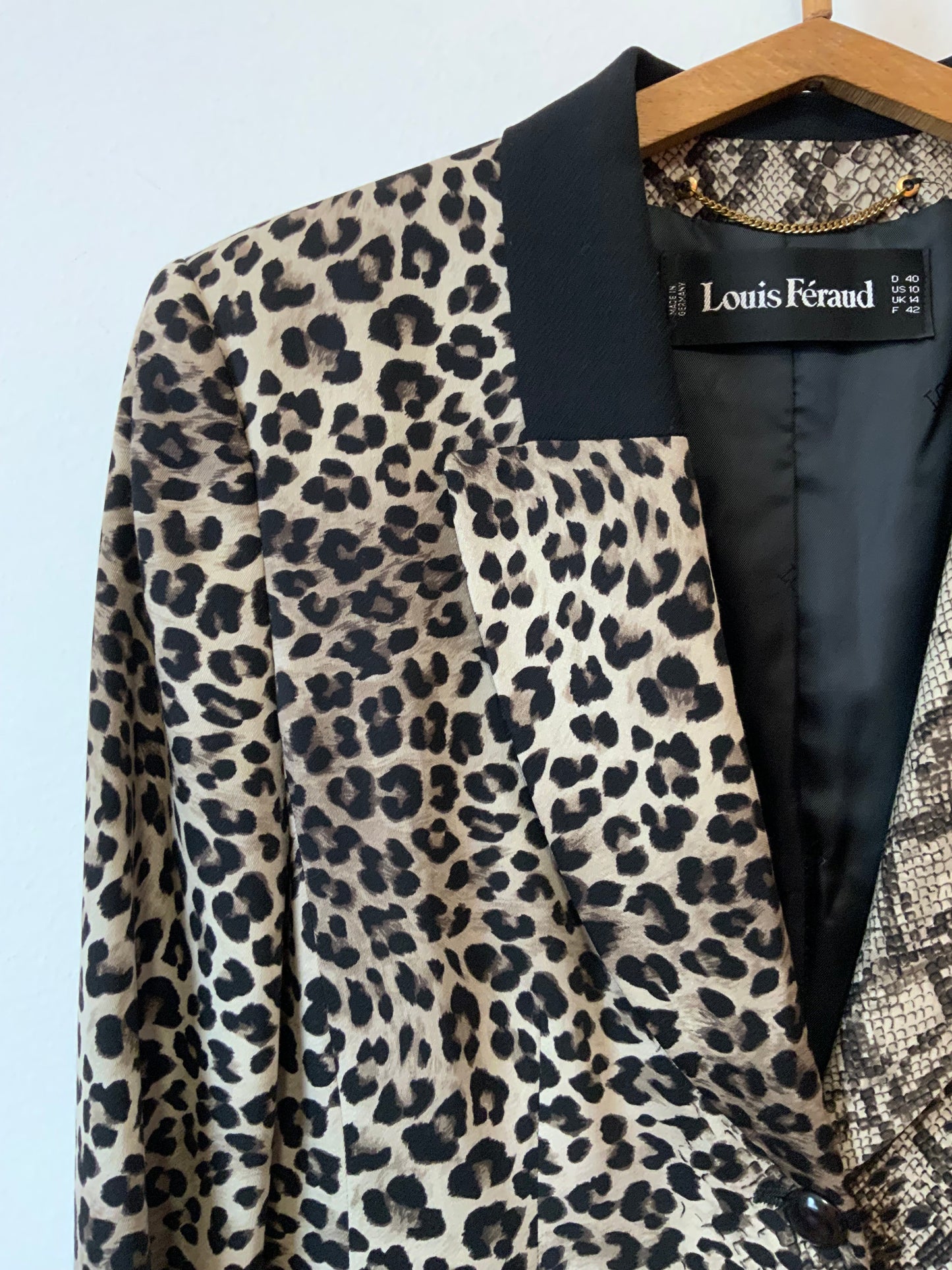 Incroyable Veste droite Louis Feraud Leopard Python Vintage Original