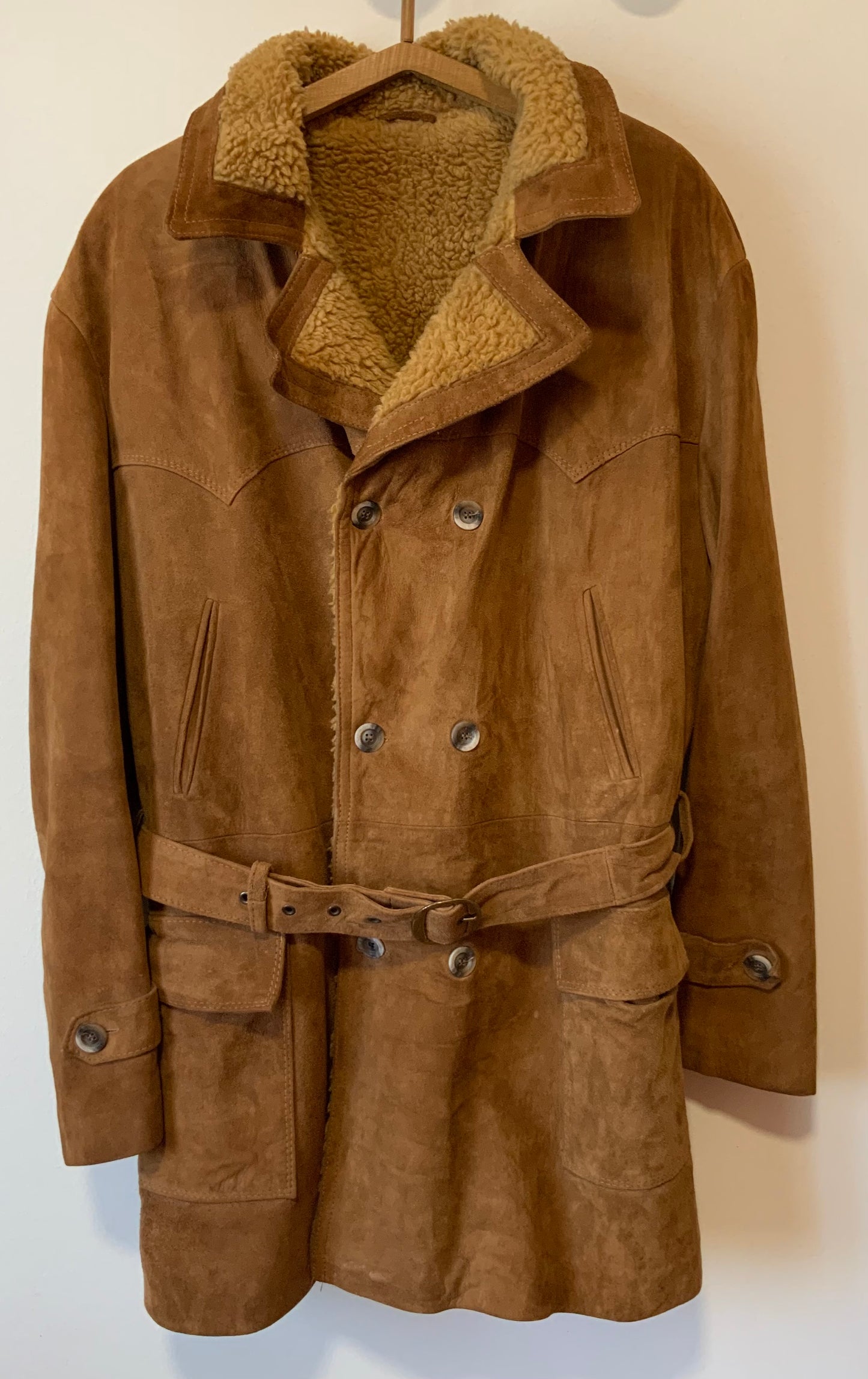 Superbe Canadienne Manteau avec ceinture Daim Pepite Vintage Qualité Fourreur