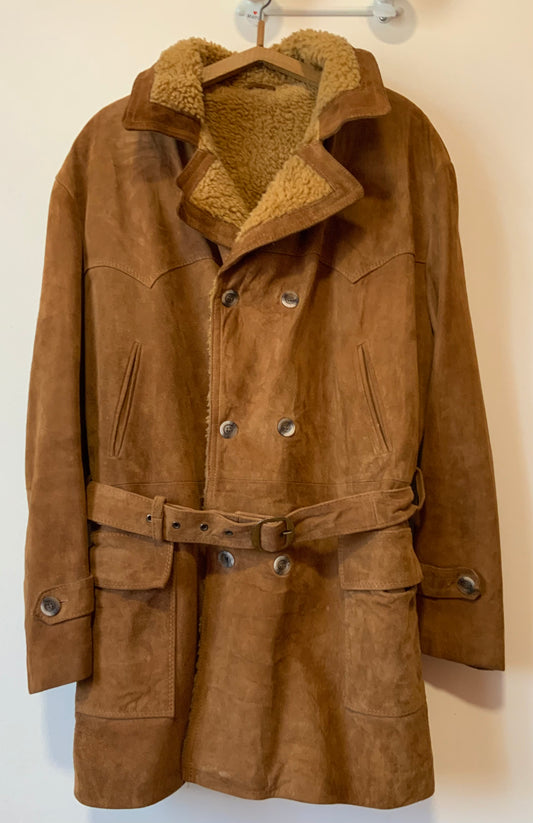 Superbe Canadienne Manteau avec ceinture Daim Pepite Vintage Qualité Fourreur