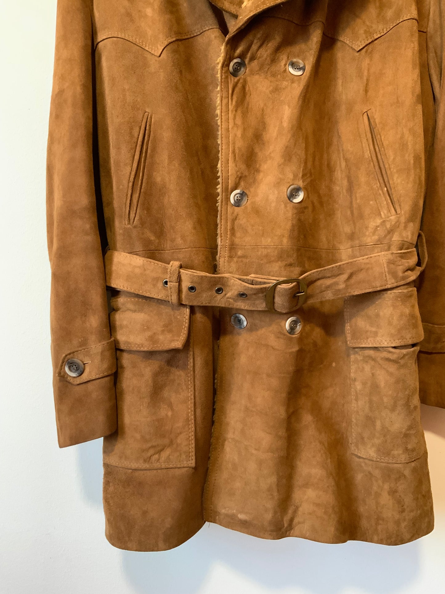 Superbe Canadienne Manteau avec ceinture Daim Pepite Vintage Qualité Fourreur
