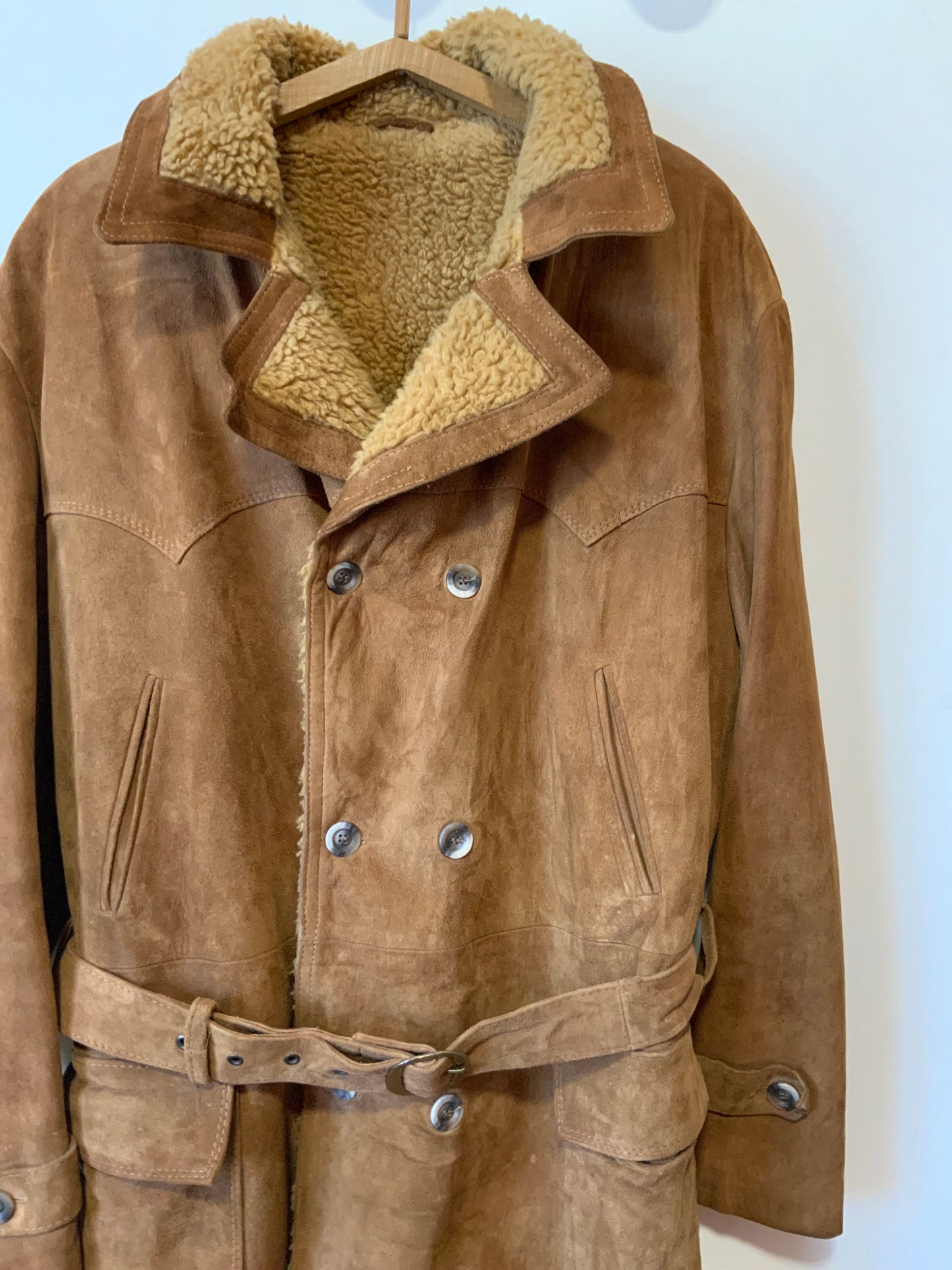 Superbe Canadienne Manteau avec ceinture Daim Pepite Vintage Qualité Fourreur