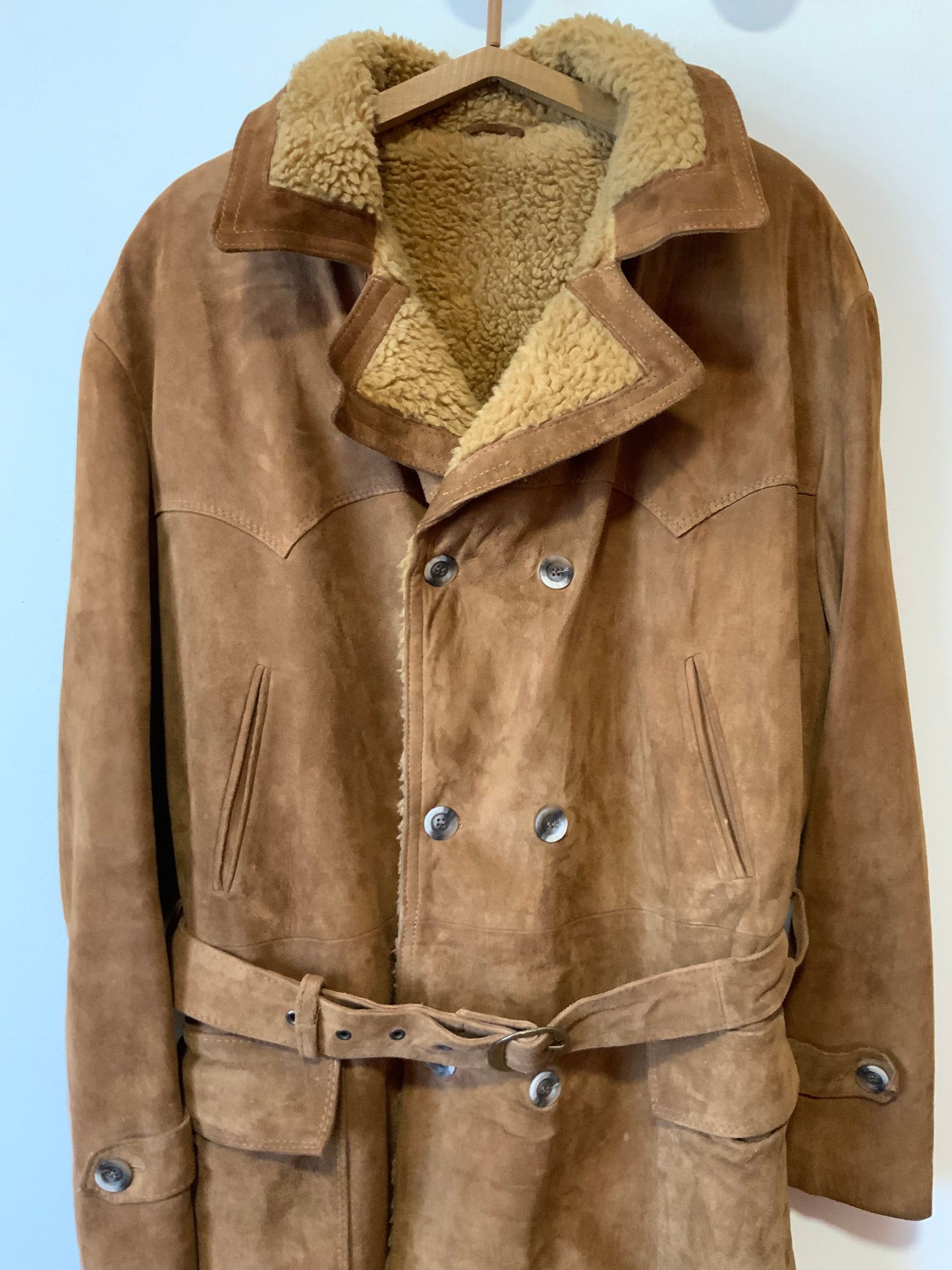 Superbe Canadienne Manteau avec ceinture Daim Pepite Vintage Qualité Fourreur
