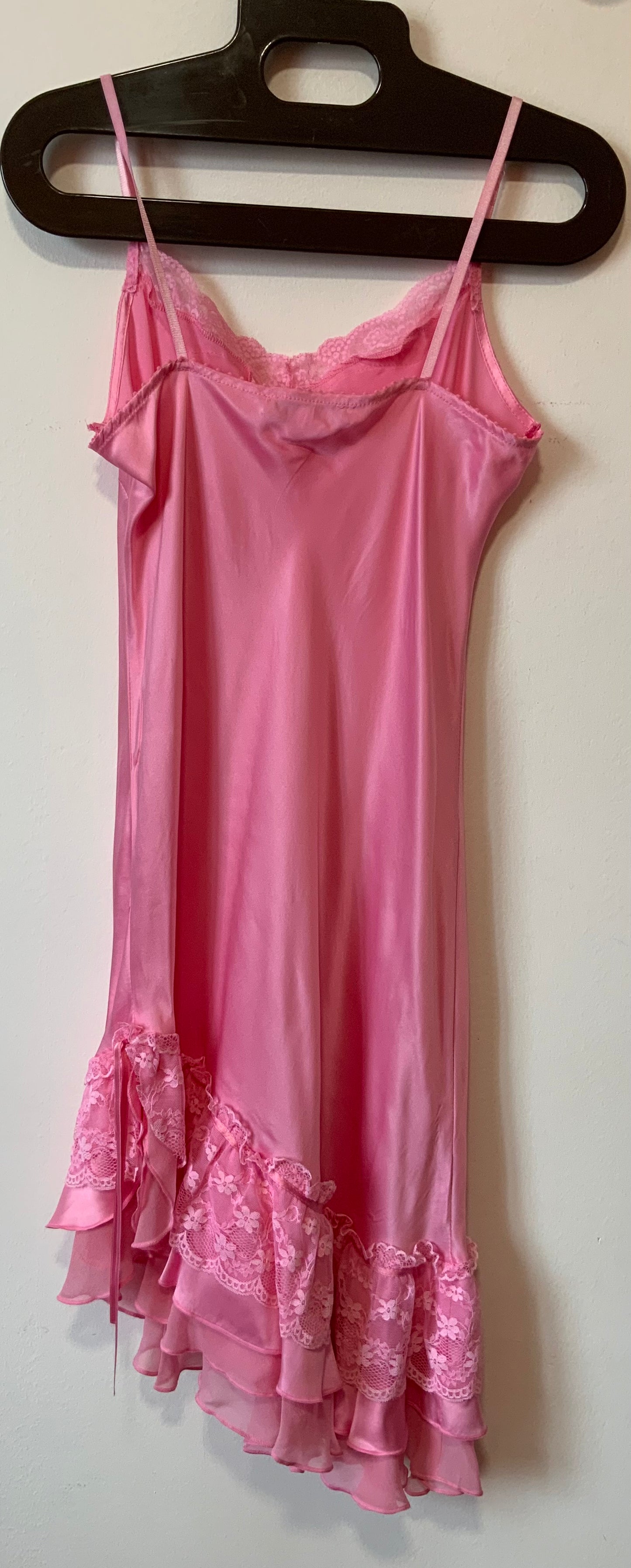 Robe En pure soie Rose Dentelle Sexy Modèle Miss Vintage 1990