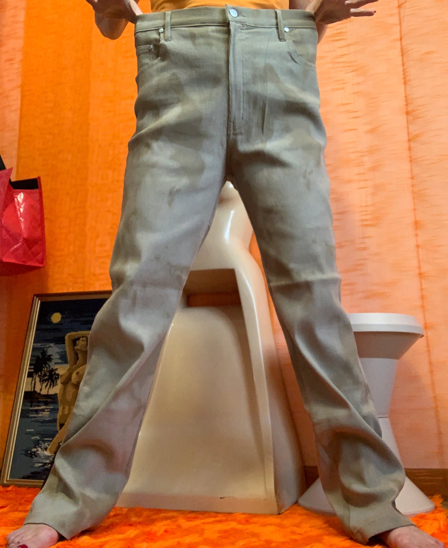 Pantalon Taille haute Velours côtelé Motifs tie and die Vintage Neuf 1990