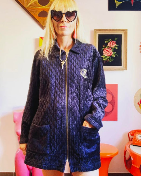 Gilet Velours matelassé Noir Pierre Cardin Vintage 1980