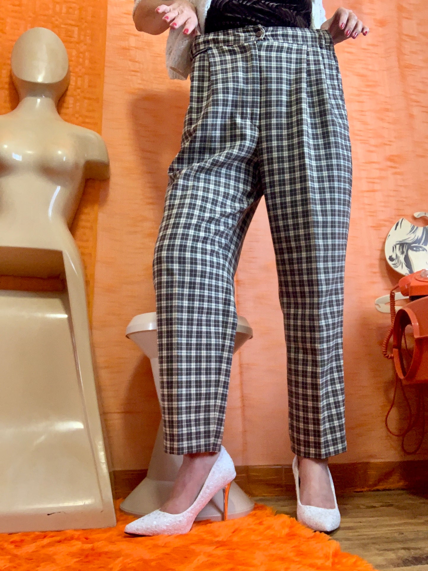 Pantalon à pinces Écossais Tartan Vintage Fus Europe