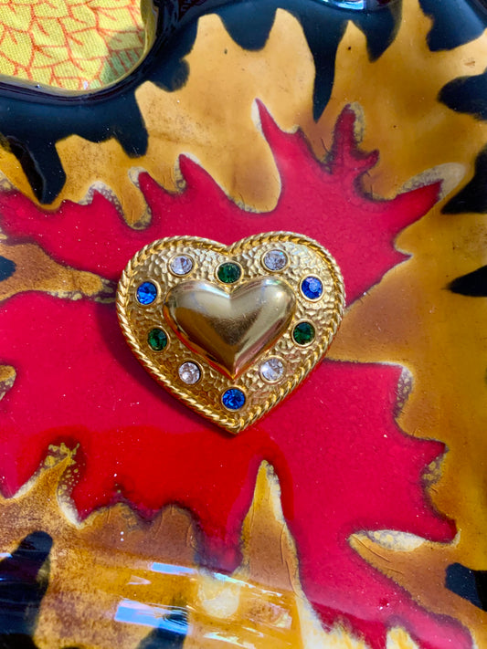 Coeur Broche / Pendentif Vintage Krystel St Martin Paris France