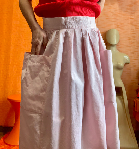Jupe A plis Rose Pastel grandes poches Vintage 1980