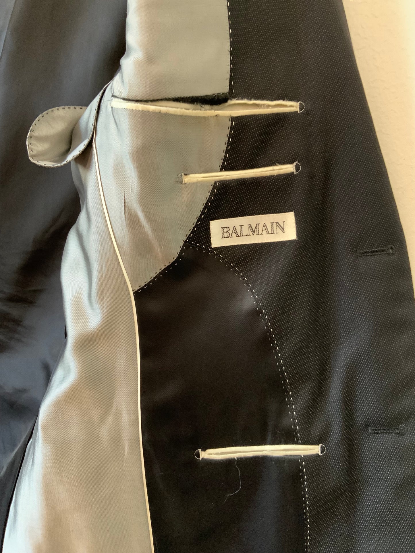 Veste Blazer noir en soie et laine Balmain