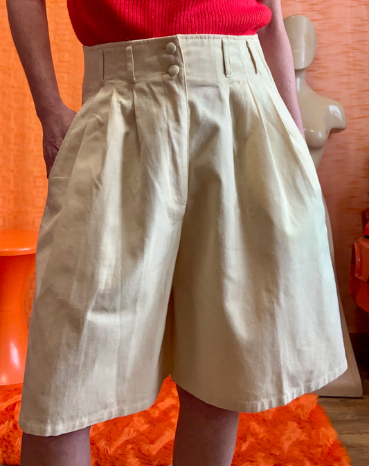 Superbe bermuda Taille haute et plus Vintage 1990 Écru