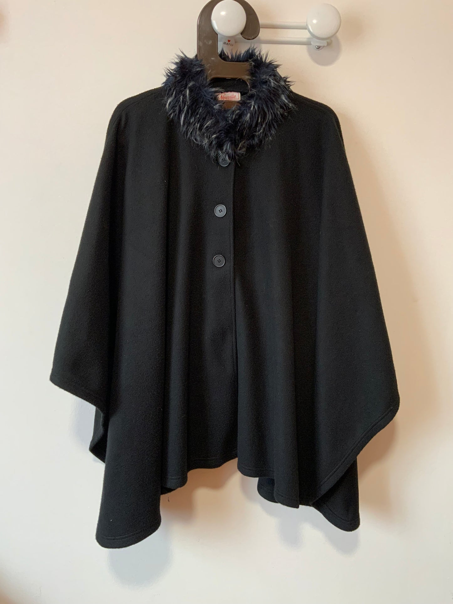Superbe cape avec col fourrure synthétique Vintage 1980/90