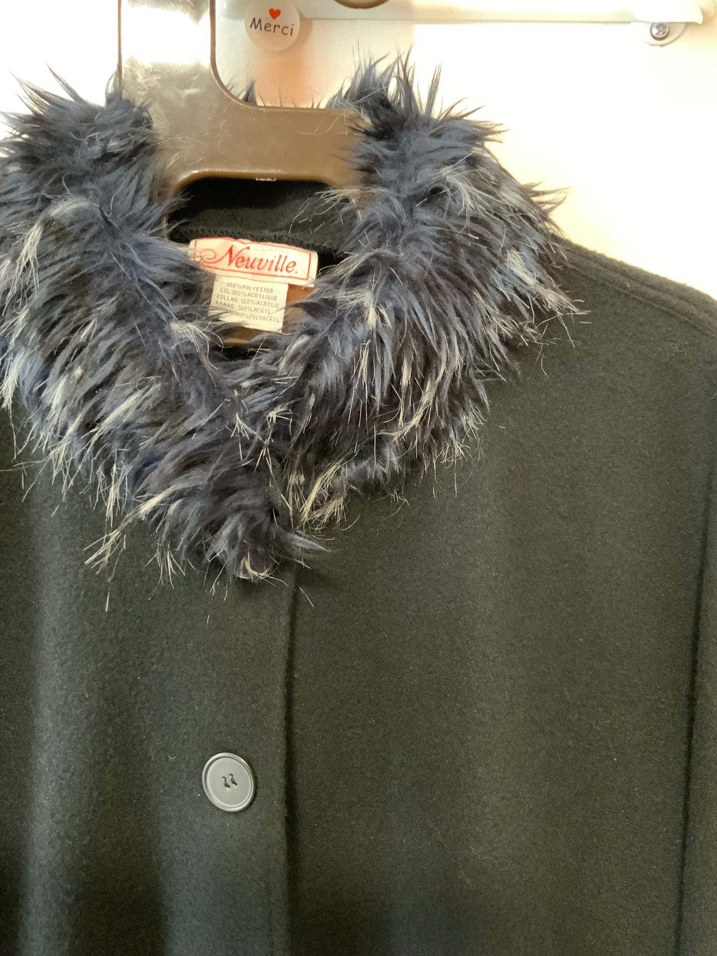 Superbe cape avec col fourrure synthétique Vintage 1980/90