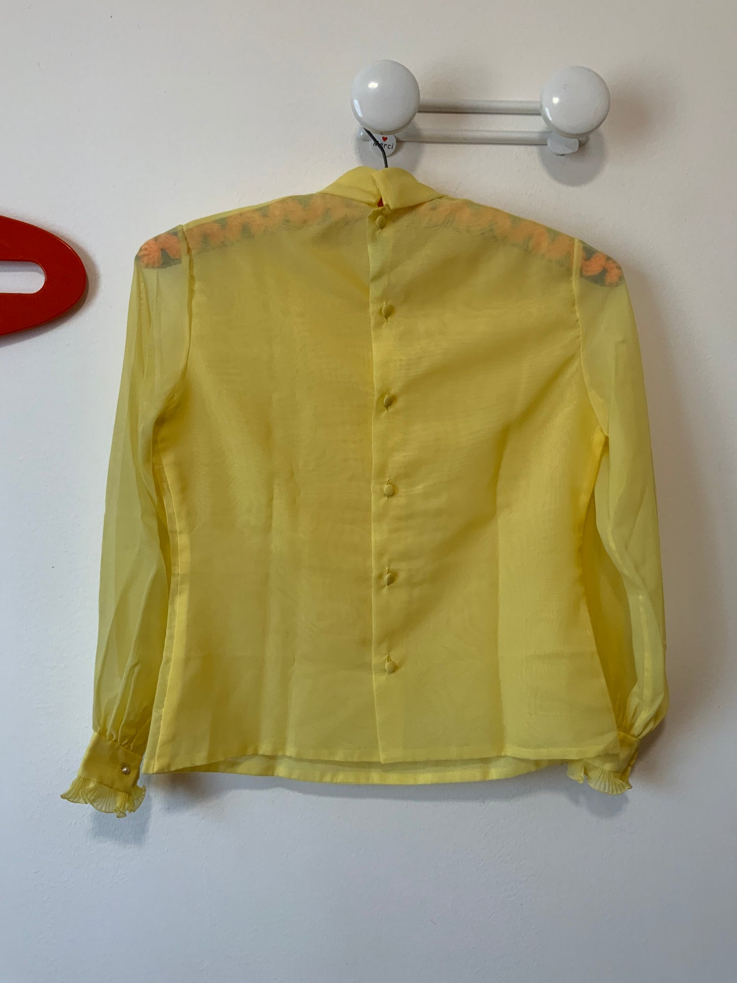 Chemisier voilée jaune et Frous Frous France 1970 Pauquet
