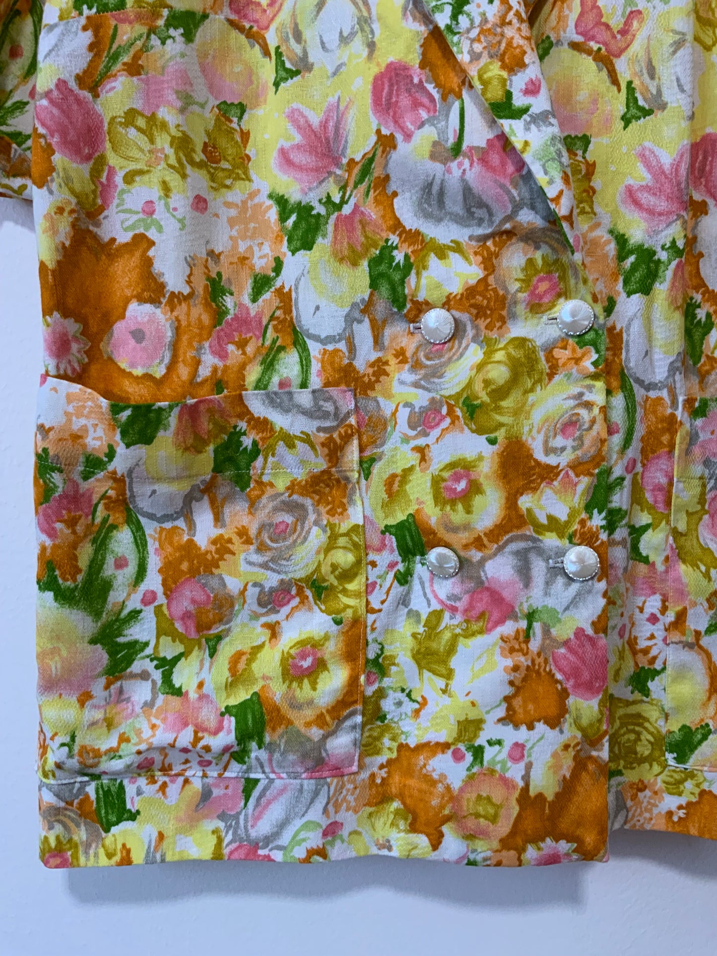 Veste croisée à fleurs faite main Vintage à Volume 1980
